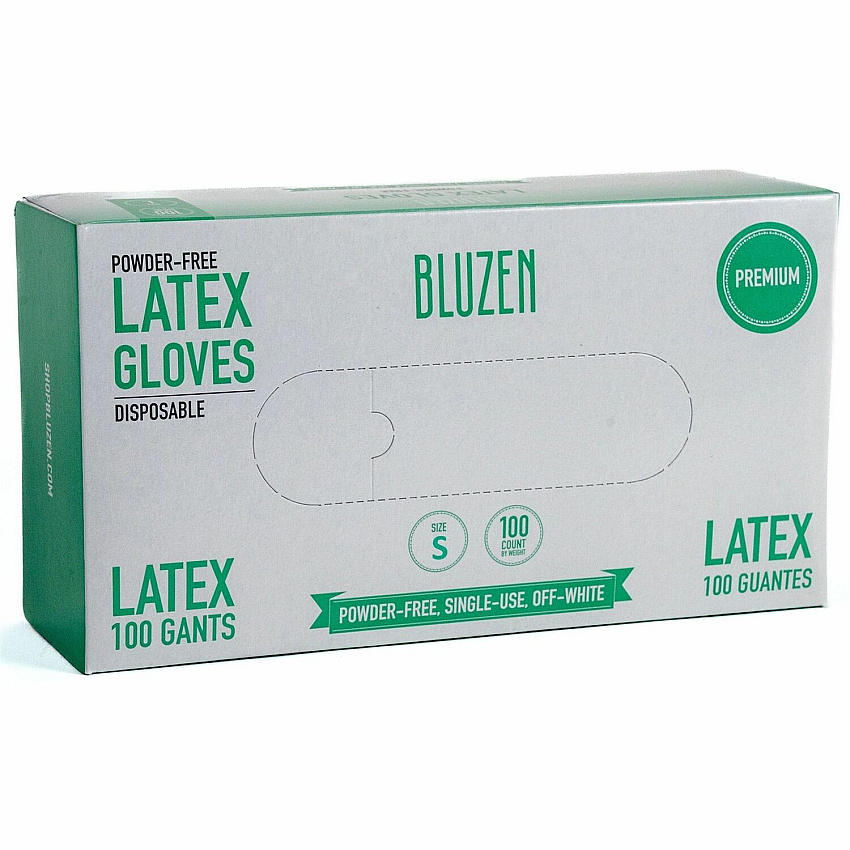 BLUZEN Powder-Free Latex Gloves 4 mil Thickness - Small Size - Latex - Off White - Comfortable - For Healthcare, General Purpose - 100/Box - 10 / Carton (LAT101SCT)