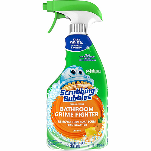 Scrubbing Bubbles&reg; Grime Fighter Spray For Bathroom, Multi Surface - Spray - 32 fl oz (1 quart) - Fresh Citrus Scent - Disinfectant, Pleasant Scent - Green - 1 Each (366078)