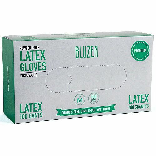 BLUZEN Powder-Free Latex Gloves 4 mil Thickness - Medium Size - Latex - Off White - Comfortable - For Healthcare, General Purpose - 100/Box - 10 / Carton (LAT101MCT)