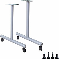 Lorell Invent Training Table Components Silver T-shaped Base - 2 Legs - 28.50" Height x 5" Width x 22" Depth - Training - Assembly Required - 2 / Set (LLR60802)