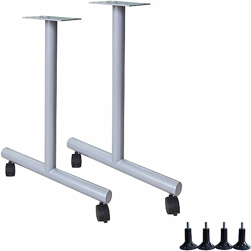 Lorell Invent Training Table Components Silver T-shaped Base - 2 Legs - 28.50" Height x 5" Width x 22" Depth - Training - Assembly Required - 2 / Set (LLR60802)