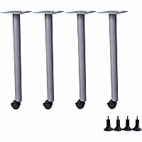 Lorell Invent Training Table Components Silver Post Leg Base - 4 Legs - 28.50" Height x 5.80" Width x 5.80" Depth - Training - Assembly Required - 4 / Set (LLR60804)