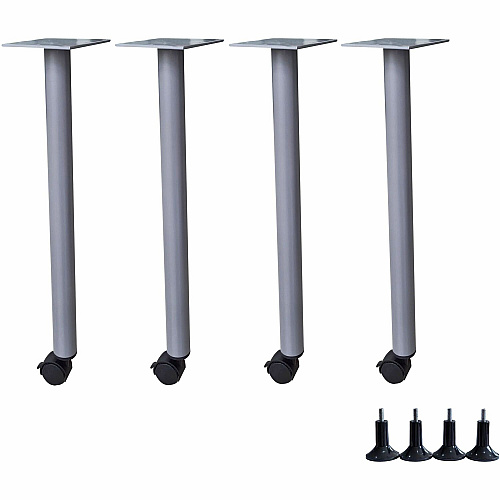 Lorell Invent Training Table Components Silver Post Leg Base - 4 Legs - 28.50" Height x 5.80" Width x 5.80" Depth - Training - Assembly Required - 4 / Set (LLR60804)