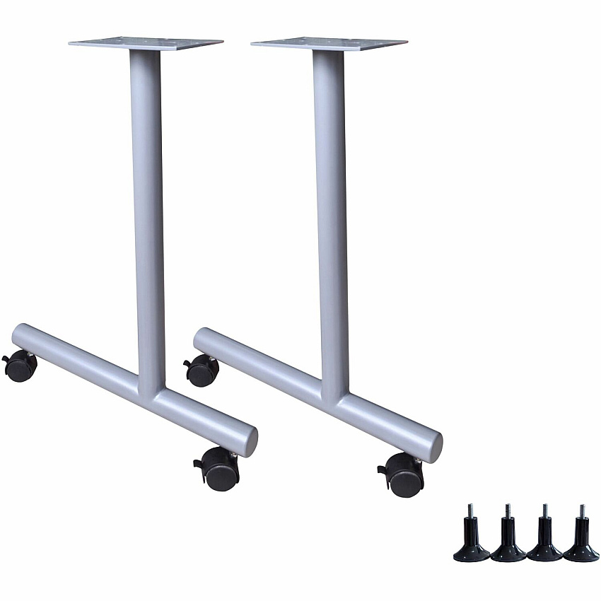 Lorell Invent Training Table Components Silver C-leg Base - 2 Legs - 28.50" Height x 5" Width x 22" Depth - Training - Assembly Required - 2 / Set (LLR60800)