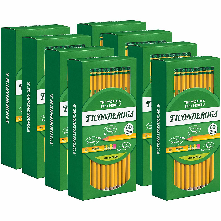 Ticonderoga Soft No. 2 Pencils Graphite Lead - HB/#2 - Yellow Barrel - 60 / Box (X13480)