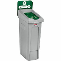 Rubbermaid Commercial Slim Jim Recycling Station 1-Stream Compost, 23 Gal 23 gal Capacity - For Commercial - Durable, Recyclable - 40.2" Height x 12" Width x 15.2" Depth - Resin - Gray, Green - 1 Each (2185051)