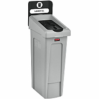 Rubbermaid Commercial Slim Jim Recycling Station 1-Stream Landfill, 23 Gal 23 gal Capacity - For Commercial - Durable, Recyclable - 40.2" Height x 12" Width x 15.2" Depth - Resin - Gray, Black - 1 Each (2185053)
