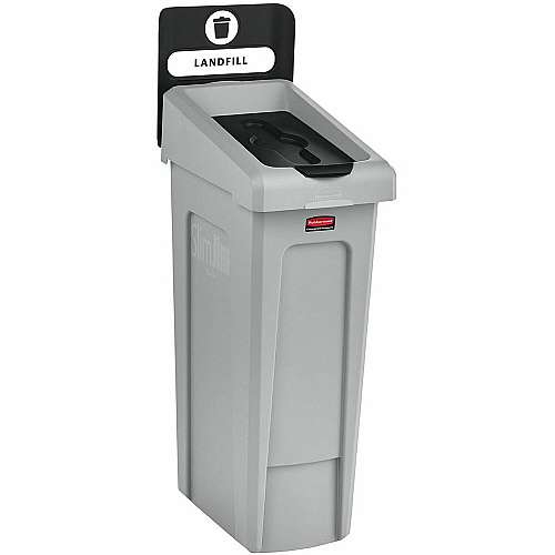 Rubbermaid Commercial Slim Jim Recycling Station 1-Stream Landfill, 23 Gal 23 gal Capacity - For Commercial - Durable, Recyclable - 40.2" Height x 12" Width x 15.2" Depth - Resin - Gray, Black - 1 Each (2185053)