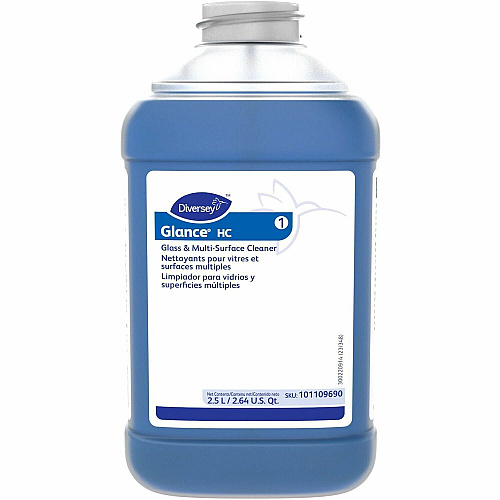 Diversey Glance Multi-Surface Cleaner For Glass, Surface, Window - Ready-To-Use/Concentrate - 84.5 fl oz (2.6 quart) - Ammonia Scent - Quick Drying, Streak-free - Blue - 2 / Unit (101109690)