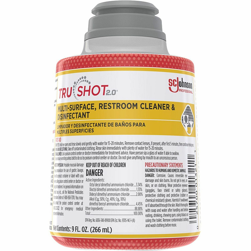 TruShot 2.0 Multi-Surface, Restroom Cleaner & Disinfectant For Multipurpose, Multi Surface - Concentrate - 9 fl oz (0.3 quart) - Easy to Use, Spill Resistant - Clear Cartridge - 1 Each (379850)