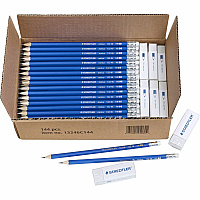 Staedtler Norica Pencils & Erasers Class Pack, 144ct Black Lead - HB/#2 - Fine Point - Wood Barrel - 144 / Box (13246C144)