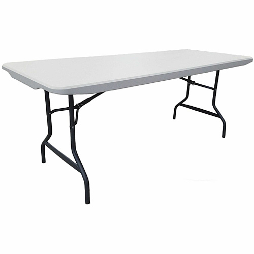 Iceberg Commercial Folding Table Powder Coated Gray Round Tube Leg Base - Contemporary Style - 4 Legs - 1000 lb Capacity - 72" Table Top Length x 30" Table Top Width x 2" Table Top Thickness - Indoor, Outdoor, School, Office, Hospital, Banquet - P (65523)
