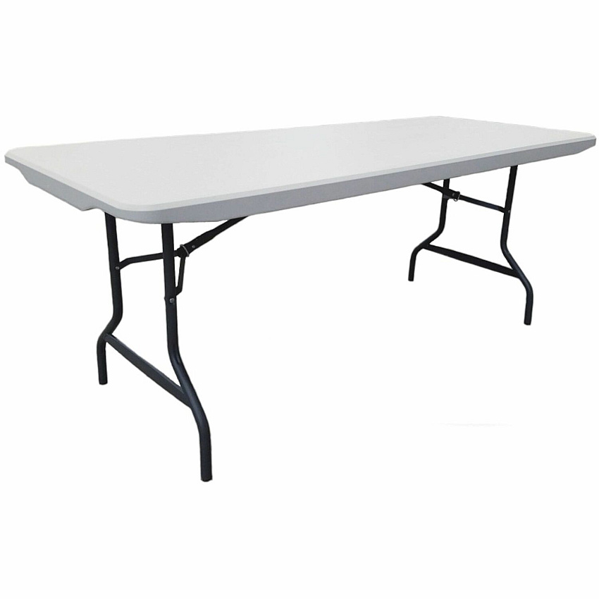 Iceberg Commercial Folding Table Powder Coated Gray Round Tube Leg Base - Contemporary Style - 4 Legs - 1000 lb Capacity - 72" Table Top Length x 30" Table Top Width x 2" Table Top Thickness - Indoor, Outdoor, School, Office, Hospital, Banquet - P (65523)