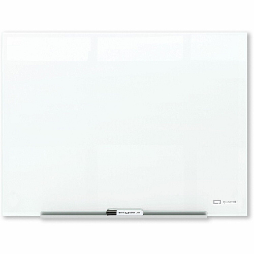 Quartet InvisaMount Magnetic Glass Board 48" (4 ft) Width x 36" (3 ft) Height - White Tempered Glass Surface - Horizontal - Magnetic - Frameless, Accessory Tray, Non-absorbent, Stain Resistant, Ghost Resistant, Scratch Resistant, Dent Resistan (Q25F01IMW)