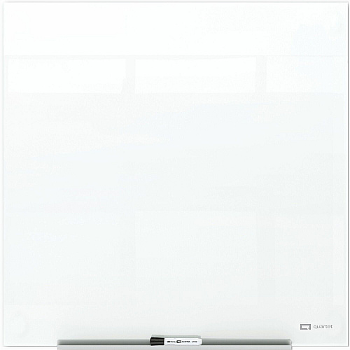 Quartet InvisaMount Magnetic Glass Board 48" (4 ft) Width x 48" (4 ft) Height - White Glass Surface - Horizontal - Magnetic - Frameless, Accessory Tray, Non-absorbent, Stain Resistant, Ghost Resistant, Scratch Resistant, Dent Resistant, Easy t (Q25F02IMW)