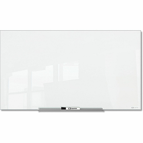 Quartet InvisaMount Magnetic Glass Board 48" (4 ft) Width x 72" (6 ft) Height - White Glass Surface - Horizontal - Magnetic - Frameless, Accessory Tray, Non-absorbent, Stain Resistant, Ghost Resistant, Scratch Resistant, Dent Resistant, Easy t (Q25F03IMW)