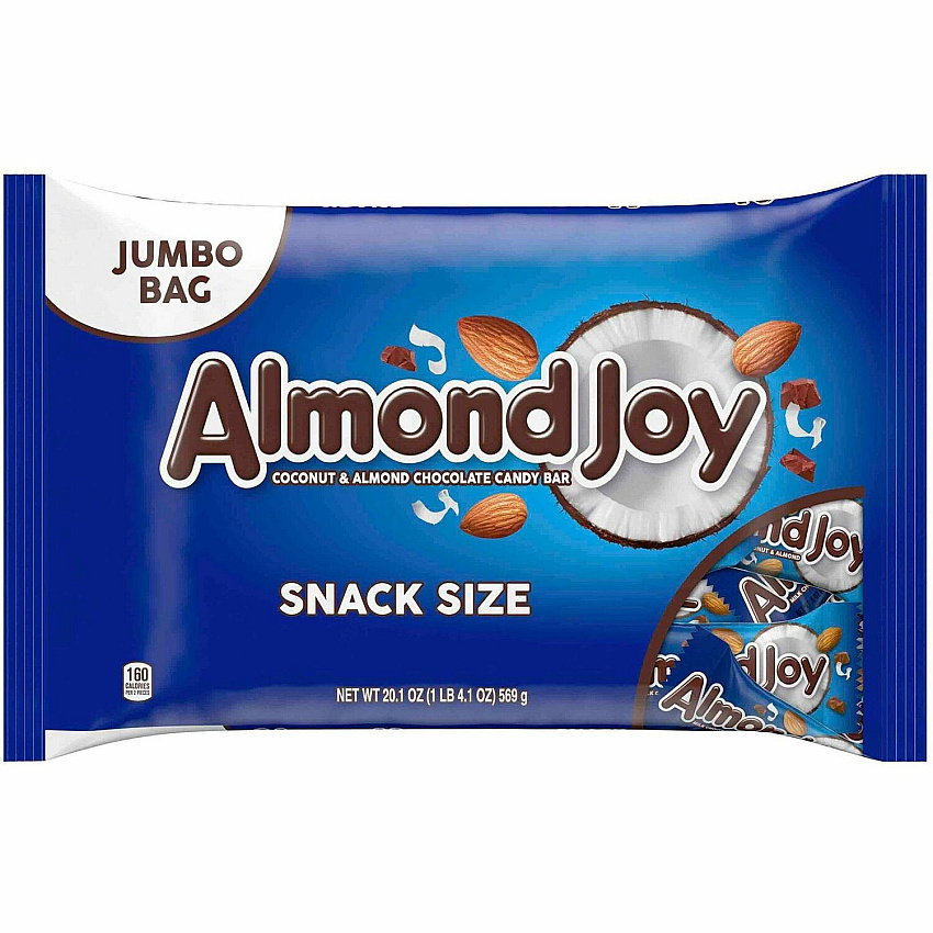 Almond Joy Candy Bars Coconut and Almond Chocolate, Milk Chocolate - Individually Wrapped - 1.26 lb - 2 / Carton (24600348)