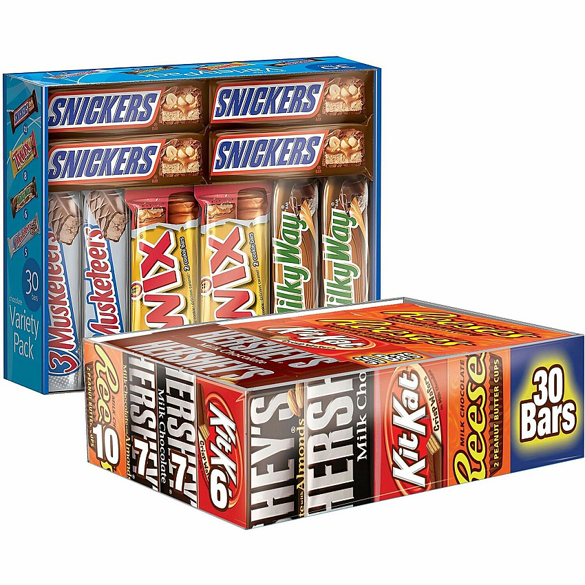 Hershey Chocolate Assortment Milk Chocolate, Milk Chocolate with Almond, Peanut Butter - Individually Wrapped - 2 / Carton (60004055)