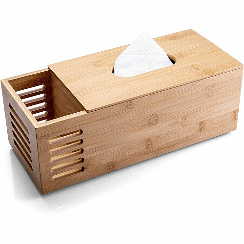 Officemate Bamboo Tissue Box Natural - Biodegradable, Non-slip, Anti Slip Base - 1 Each (71000)