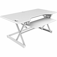 Rocelco Sit/Stand Desk Riser 45 lb Load Capacity - 20" Height x 45.70" Width x 23.60" Depth - Desk - White - For Monitor, Notebook, Keyboard - Ergonomic, Keyboard Tray, Grommet, Cable Management, Retractable, Adjustable (RDADRW46)