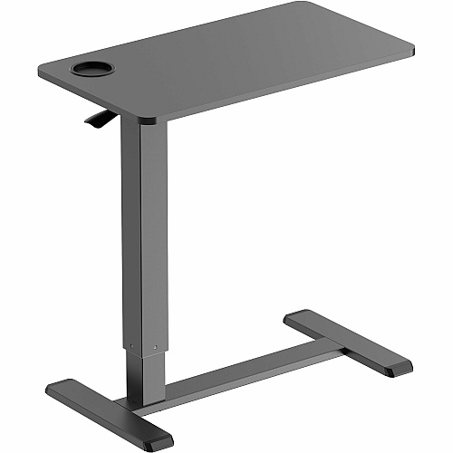 Kantek Mobile Pneumatic-Lift Side Desk/Table Laminated Top - 15 lb Capacity - Height Adjustable - 28" Table Top Width x 15.70" Table Top Depth - Assembly Required - Black - Melamine Top Material - 1 Each (STS500B)
