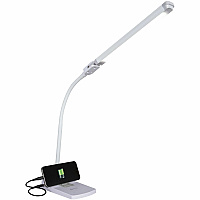 OttLite Swivel LED Desk Lamp with USB Charging and Stand LED Bulb - USB Charging, ClearSun LED, Glare-free Light, Touch-activated, Swivel Head, Flexible Neck, Adjustable Height - Desk Mountable - White - for Desk, Computer, Crafting, Home, Tabl (CSN0800W)