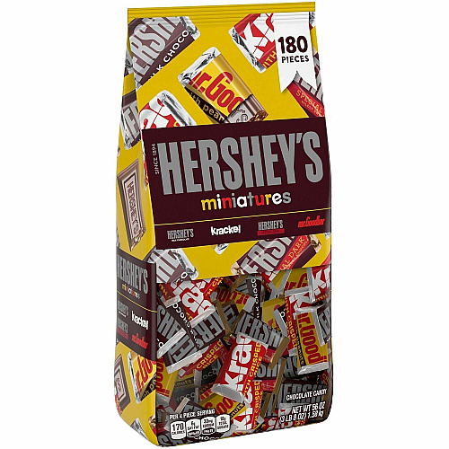 Hershey Chocolate Assortment Chocolate, Dark Mildly Sweet Chocolate, Milk Chocolate, Chocolate Candy with Peanuts - 3.50 lb - 180 / Carton (20900053)