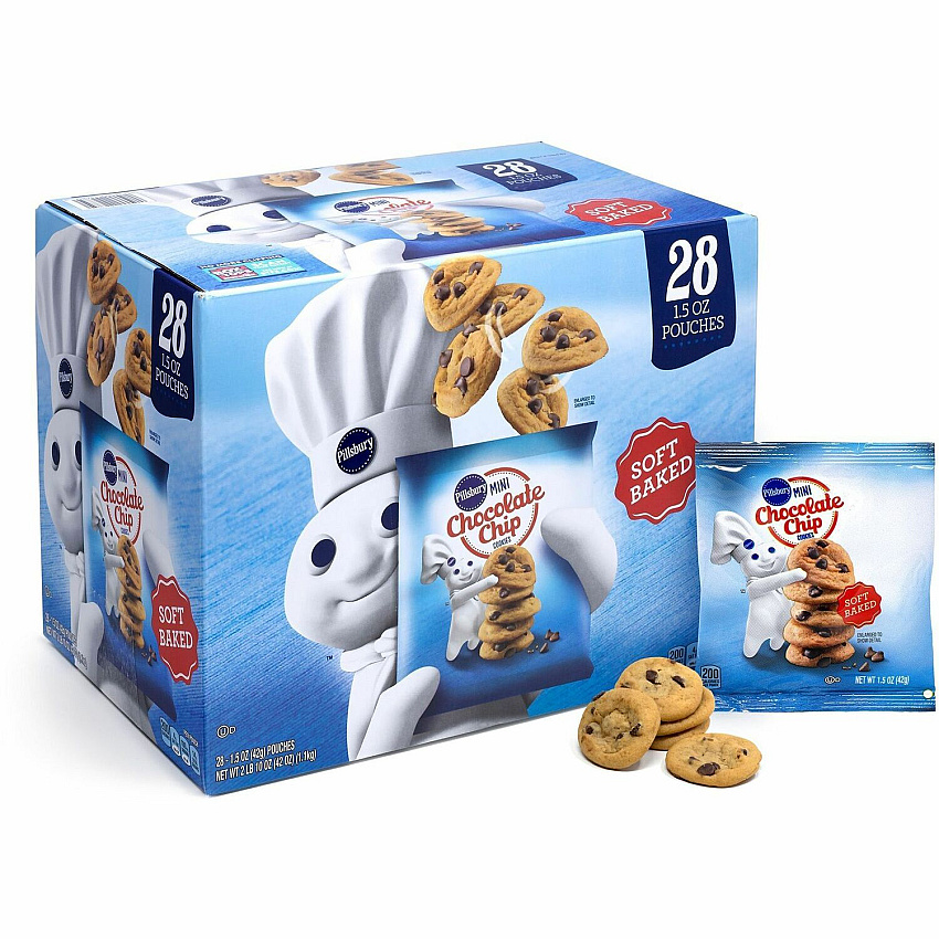 Pillsbury Soft Baked Chocolate Chip Cookie No Artificial Color, No High Fructose Corn Syrup, Gluten-free - Mini Chocolate Chip Cookies - 1.50 oz - 28 / Carton (22002056)