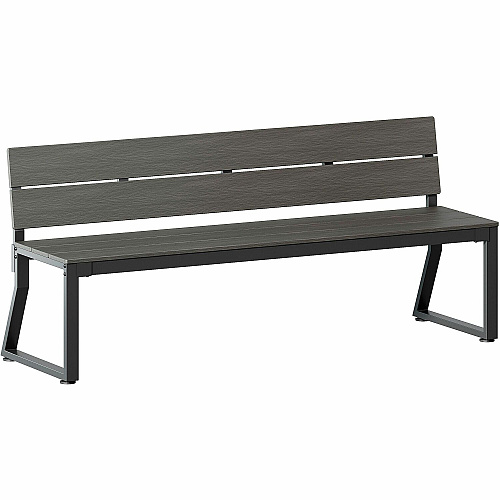 Lorell Faux Wood Outdoor Bench 17.8" Height x 72" Width x 17.8" Depth - Material: Faux Wood, Polystyrene - Finish: Gray - Backrest, Easy to Clean, Sturdy - For Outdoor (LLR42671)