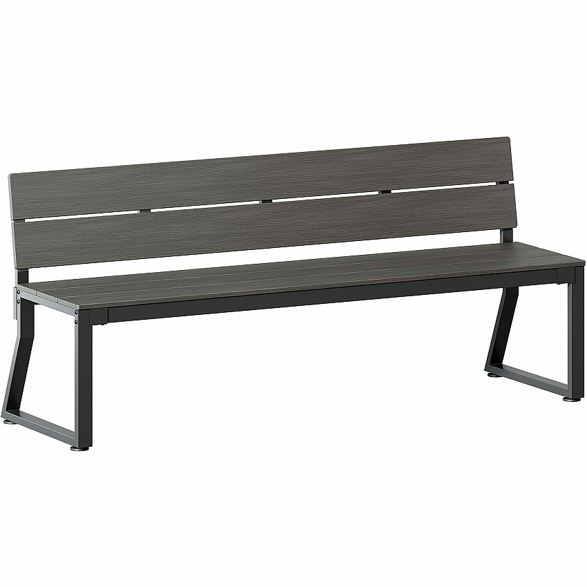 Lorell Faux Wood Outdoor Bench 17.8" Height x 72" Width x 17.8" Depth - Material: Faux Wood, Polystyrene - Finish: Gray - Backrest, Easy to Clean, Sturdy - For Outdoor (LLR42671)