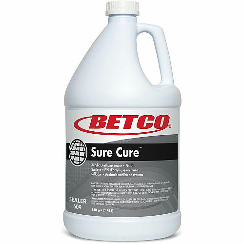 Betco Sure Cure Floor Sealer & Finish For Multi Surface - Ready-To-Use - Liquid - 128 fl oz (4 quart) - 8.4 to 8.9 pH - Mild Scent - Long Lasting, Abrasion Resistant, Water Based, Durable - Clear, Milky White Bottle - 4 / Carton (6090400)