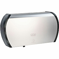 LoCor Jumbo Twin Bath Tissue Dispenser Roll Dispenser - 2 - 5.8" Height x 20.9" Width x 12.4" Depth - Stainless - Sliding Door - 1 Each (D67041N)