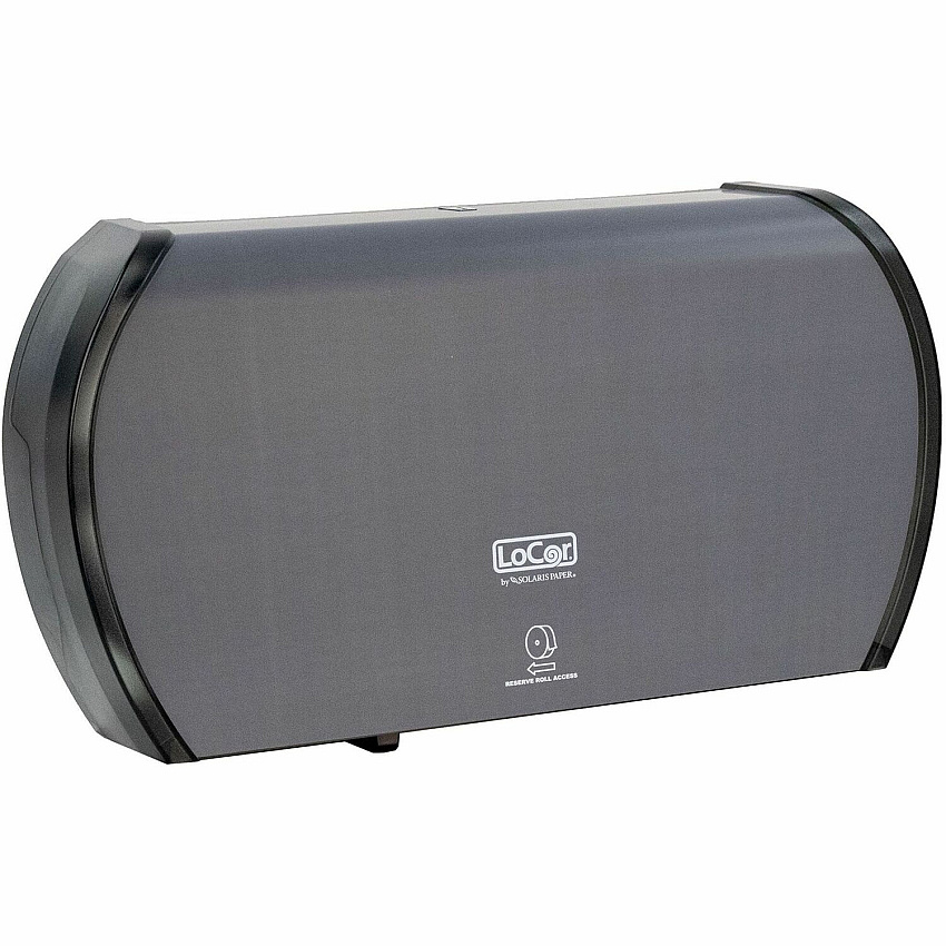 LoCor Jumbo Twin Bath Tissue Dispenser Roll Dispenser - 2 - 5.8" Height x 20.9" Width x 12.4" Depth - Matte Gray - Sliding Door - 1 Each (D67042N)