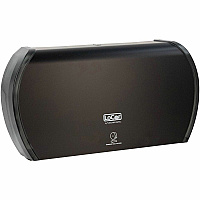 LoCor Jumbo Twin Bath Tissue Dispenser Roll Dispenser - 2 - 5.8" Height x 20.9" Width x 12.4" Depth - Matte Black - Sliding Door - 1 Each (D67043N)