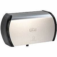 LoCor Side-By-Side Bath Tissue Dispenser Roll Dispenser - 3000 x Sheet - 5.2" Height x 15" Width x 8.9" Depth - Stainless - Sliding Door, Lockable - 1 Each (D67021N)