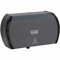 LoCor Side-By-Side Bath Tissue Dispenser Roll Dispenser - 3000 x Sheet - 5.2" Height x 15" Width x 8.9" Depth - Matte Gray - Sliding Door, Lockable - 1 Each (D67022N)