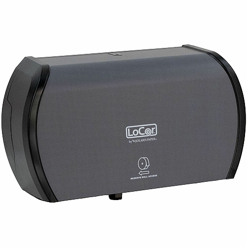 LoCor Side-By-Side Bath Tissue Dispenser Roll Dispenser - 3000 x Sheet - 5.2" Height x 15" Width x 8.9" Depth - Matte Gray - Sliding Door, Lockable - 1 Each (D67022N)