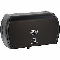 LoCor Side-By-Side Bath Tissue Dispenser Roll Dispenser - 3000 x Sheet - 5.2" Height x 15" Width x 8.9" Depth - Matte Black - Sliding Door, Lockable - 1 Each (D67023N)
