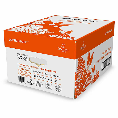 Lettermark Copy Paper 96 Brightness - Legal - 8 1/2" x 14" - 20 lb Basis Weight - 75 g/m² Grammage - Sustainable Forestry Initiative (SFI), ECF - ColorLok Technology, Printable, Jam-free, Acid-free, Long Lasting - White - 500 Sheets per Ream - (3986)