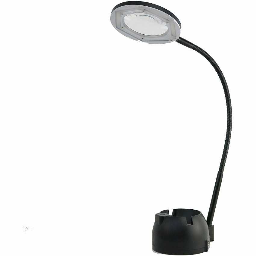 Victory Light 3-Diopter Magnifier Lamp 15.8" Height - 3 W LED Bulb - USB Charging, Gooseneck, Adjustable Shade, Adjustable Brightness, Dimmable - Acrylic - Black (VLH094UN)