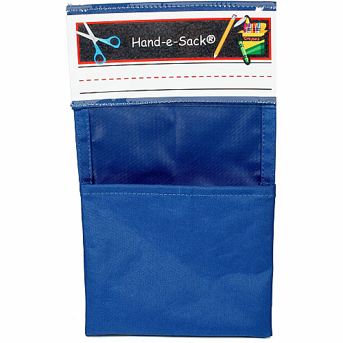 Seat Sack Hand-e-Sack Storage Pouches Desk - Hook & Loop Closure, Interlockable, Storage Space, Tear Resistant, Adhesive - Blue - 1 Carton (00050BUNDLE)