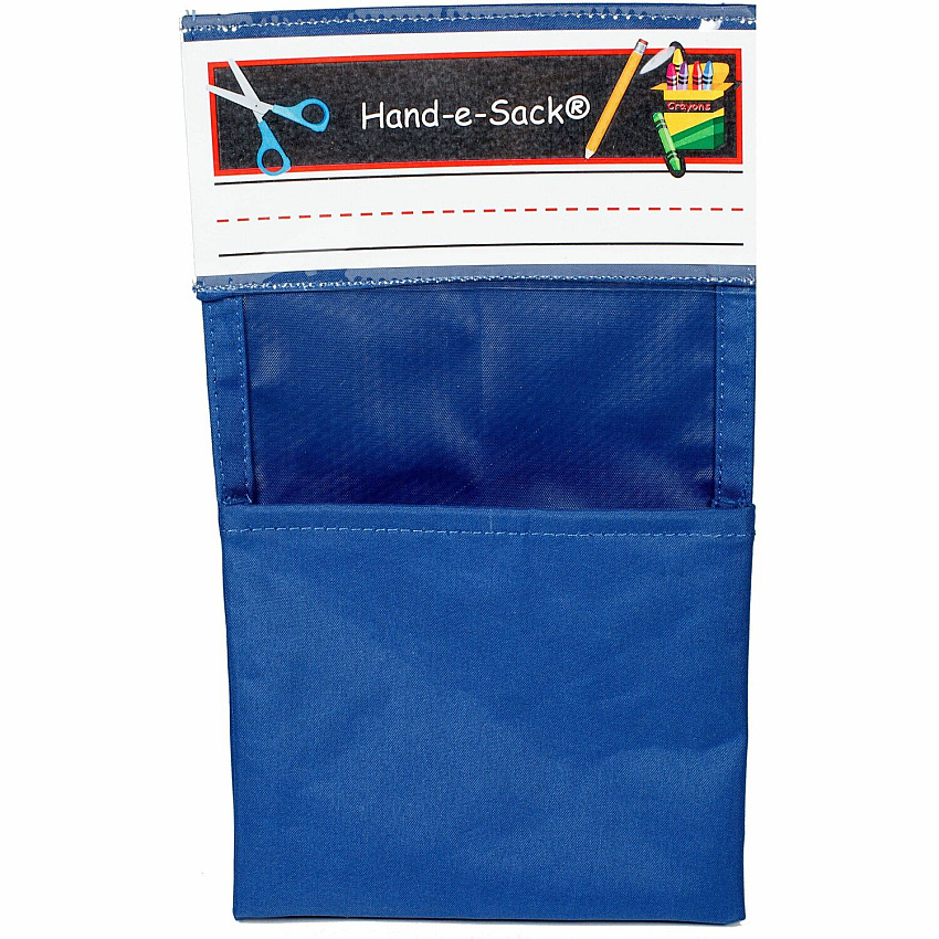 Seat Sack Hand-e-Sack Storage Pouches Desk - Hook & Loop Closure, Interlockable, Storage Space, Tear Resistant, Adhesive - Blue - 1 Carton (00050BUNDLE)
