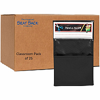 Seat Sack Hand-e-Sack Storage Pouches Desk - Interlockable, Tear Resistant, Adhesive, Storage Space - Black - 1 Carton (50193)