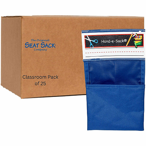 Seat Sack Hand-e-Sack Storage Pouches Desk - Interlockable, Tear Resistant, Adhesive, Storage Space - Blue - 1 Carton (50190)