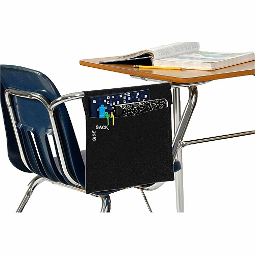 Seat Sack 25-Count Side Sack Classroom Pack Desk - Hook & Loop Closure, Washable - Black - 25/Pack - 1 Carton (13193)