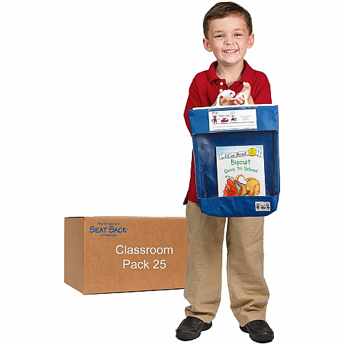 Seat Sack Read-n-Go Carrying Case (Pouch) Book - Blue Poly Cotton, Fabric Body - Handle - 16" Height x 10.5" Width x 2" Depth - 1 Carton (80190)