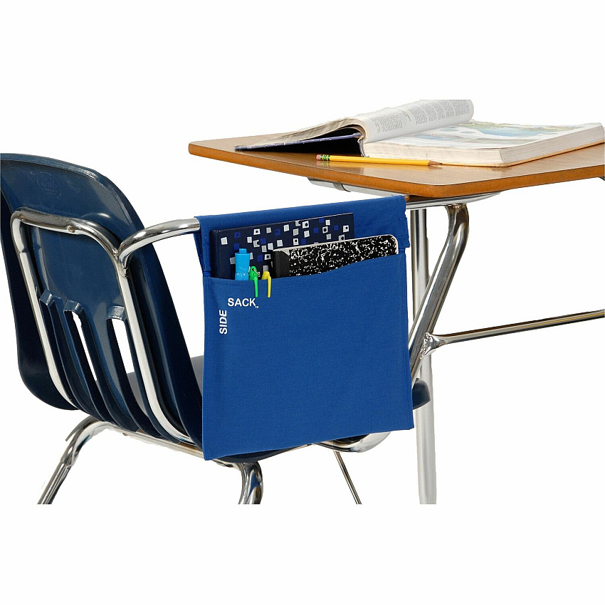 Seat Sack 25-Count Side Sack Classroom Pack Desk - Hook & Loop Closure, Washable - Blue - 25/Pack - 1 Carton (13190)