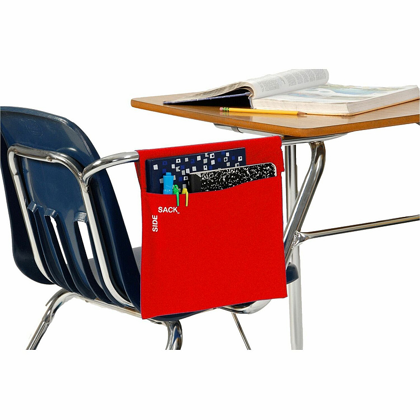 Seat Sack 25-Count Side Sack Classroom Pack Desk - Hook & Loop Closure, Washable - Red - 25/Pack - 1 Carton (13191)