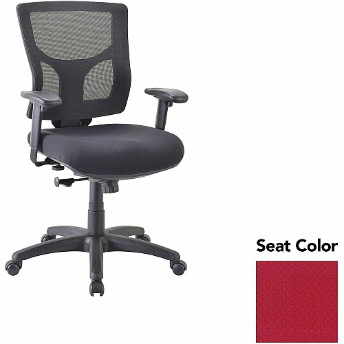 Lorell Conjure Swivel/Tilt Task Chair Real Red Seat Color - Mesh Back Material - Mid Back - Armrest - 1 Each (LLR6200802)