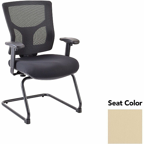 Lorell Conjure Sled Base Guest Chair Dillon Buff Seat Color - Polyurethane Foam Seat Material - Mesh Back Material - Mid Back - Cantilever, Sled Base - Armrest - 1 Each (LLR62009007)